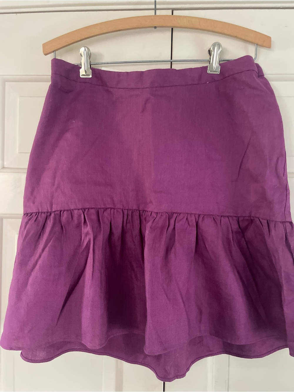 Purple Ruffle Hem Linen Women’s Skirt- maternity
